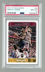2017 PANINI HOOPS BASKETBALL CARD #25 LEBRON JAMES PSA 10 CLEVELAND CAVALIERS - Picture 1 of 5