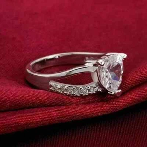 2CT Heart Cut Lab Created Diamond Engagement Women's Ring 14K White Gold Plated - Picture 1 of 3