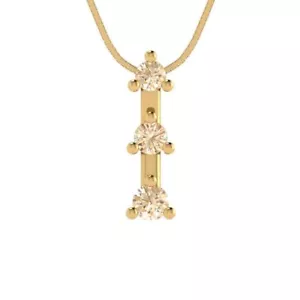 Colgante de oro amarillo de 14 k morganita natural de corte redondo brillante de .22 quilates - cadena de 18" - Imagen 1 de 6