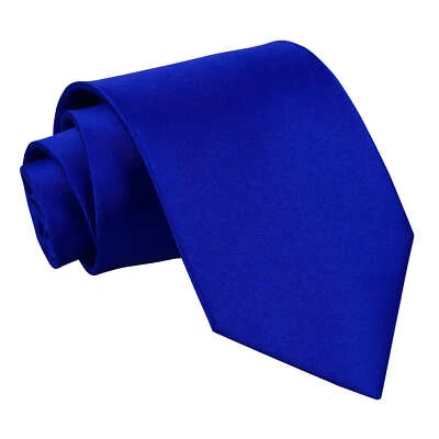 Royal Blue Extra Long Tie Satin Plain Solid Formal Wedding Necktie by DQT