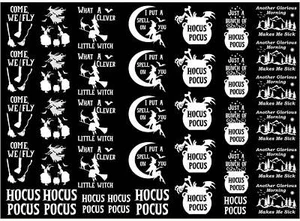 Halloween Witch Hocus Pocus 37 pcs White Fused Glass Decals - Picture 1 of 2