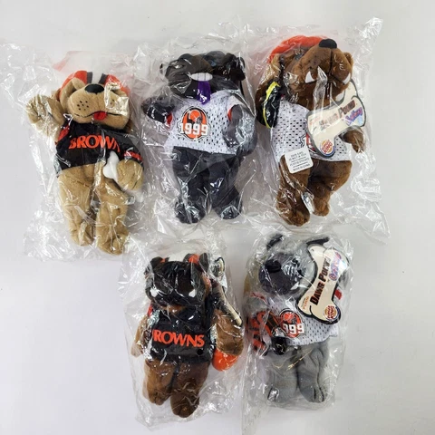 VTG NFL Cleveland Browns Dawg Pound Puppies Bean Plush FULL SET Burger King NEW Cover
