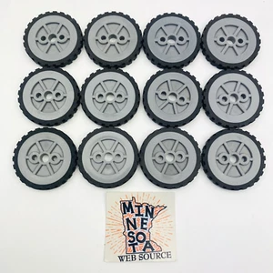 12 Knex Wheels Tires Small 1.75" Gray Silver Hubs Pulleys K'nex Parts - Picture 1 of 5