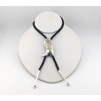 Bota de Vaquero Occidental Bolo Tie Plata Esterlina Nativo Americano Joyería para Hombre Foto 1 de 4