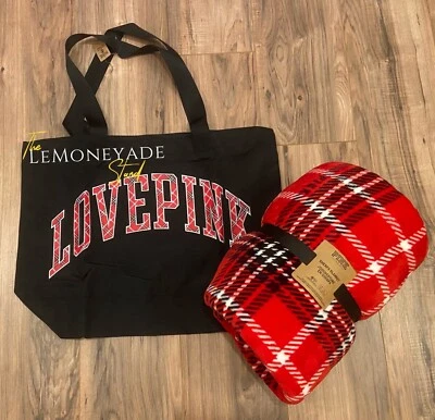 Victoria's Secret розовый красный клетку сумка с короткими ручками покупателя и шерпа плед комплект - Изображение 1 из 4