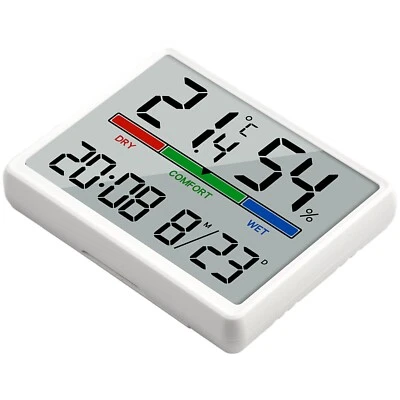 Magnetic LCD Wall Clock Time Date Temperature Humidity Alarm Support Stand - Image 1 of 4