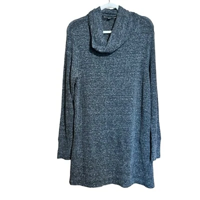 ЛЬНЯНОЙ свитер женщин маленький серый печать капот шеи туника пуловер толстовка - Изображение 1 из 4