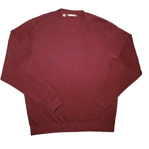 Cutter and Buck Men's Pullover Shirt Sz L Burgundy V-Neck Sweater Pima Cotton - Picture 1 of 8