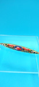 Long Colorful Hand-Crafted Italian Mosaic Fashion Millefiori 2.5" Bar Brooch - Picture 1 of 5