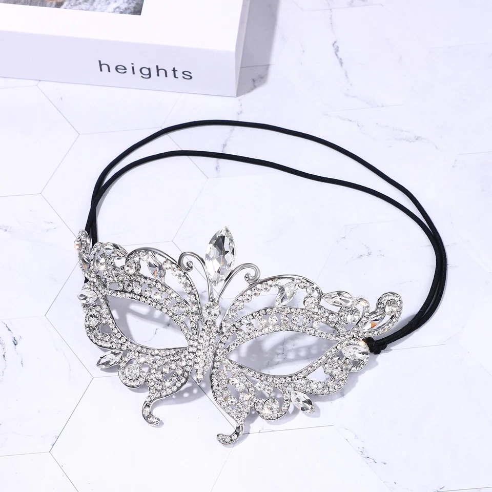 Máscaras de pedrería para mujer Máscaras de ojos venecianos para baile de graduación Mardi Gras Foto 1 de 4