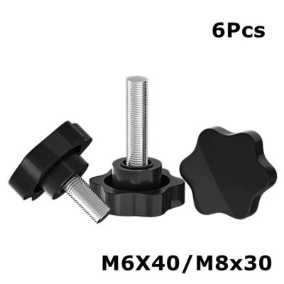 6Pcs Plum Hex Shaped Grips Star Knob M6 M8 Male Thread Clamping Screw Knob - Image 1 of 4