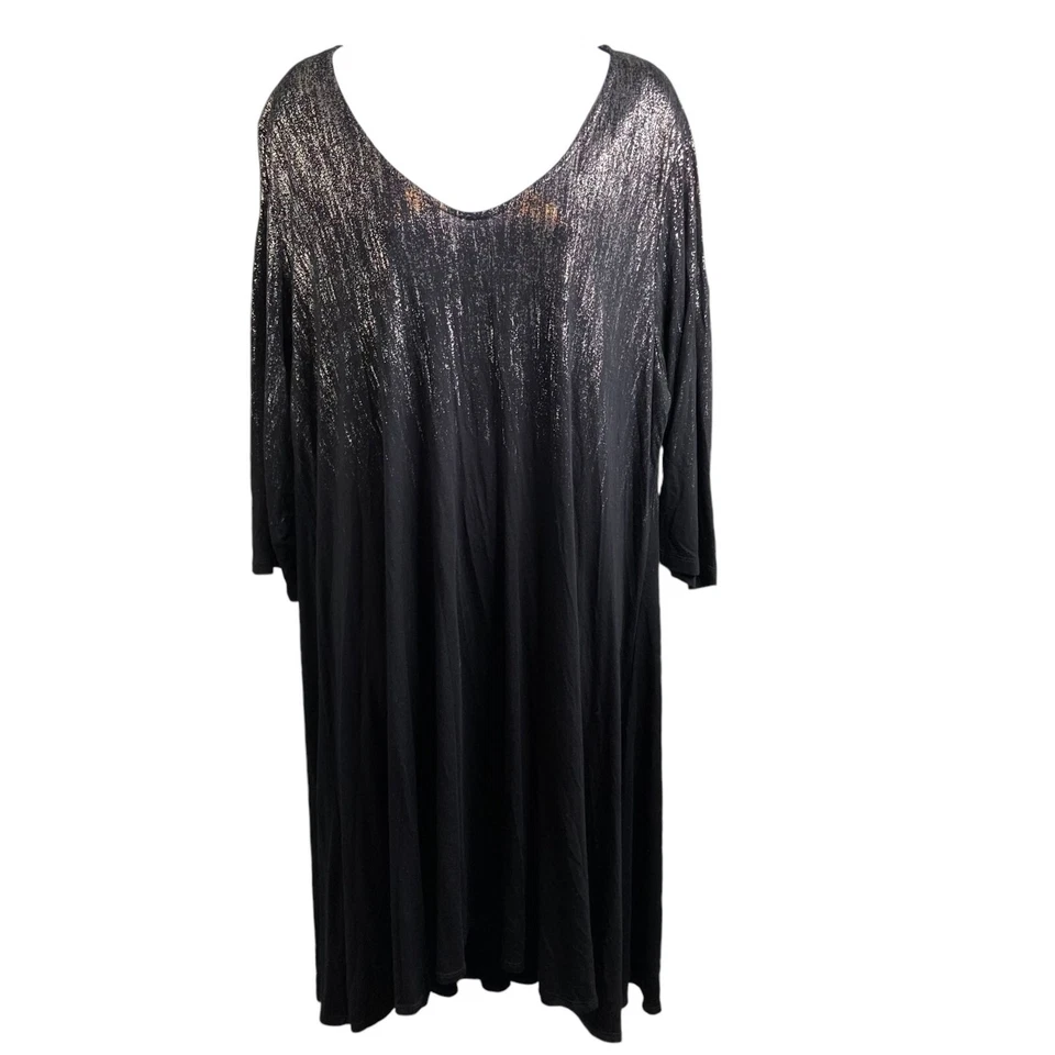 Karen Kane Women’s Black Shimmery Metallic Burnout Knee Length Dress Size 2X - Image 1 of 4
