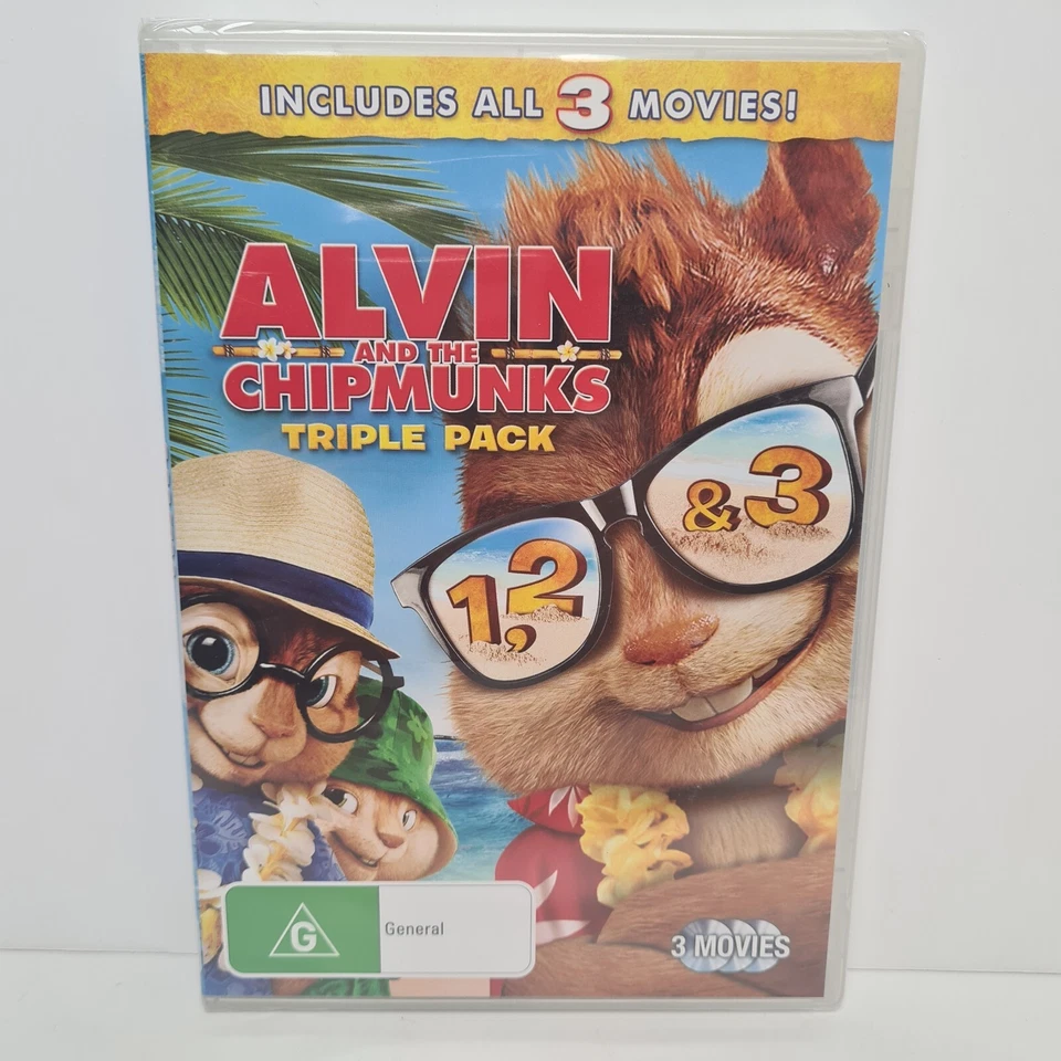 Alvin And The Chipmunks Triple Pack DVD New Sealed 3 Discs R4 - Image 1 of 3