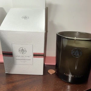 2X AQUIESSE Sandalwood Fleur Luxury Soy Candle 9oz NIB Slight tear to box - Picture 1 of 3