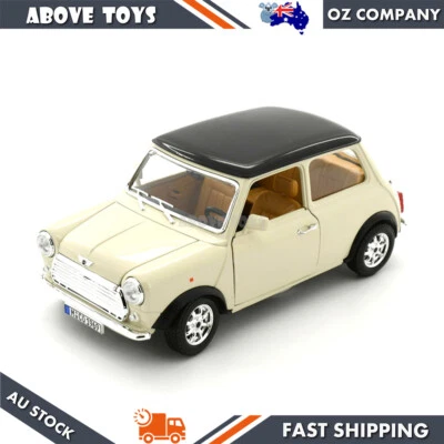 Licensed diecast car 1969 Mini Cooper - Beige with Black roof scale 1:18 model - Image 1 of 4