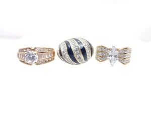 3 Vintage 18kge RSC Cocktail Statement Rings Elegant Clusters 2 Size 8 1 Size 9 - Picture 1 of 15