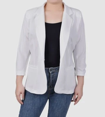 Chaqueta Blazer Mujer Colección NY Blanca Manga 3/4 Buceo Crepé Talla Pequeña PM Foto 1 de 2