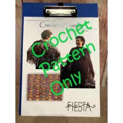 New Fiesta Yarns by Franziska Collins Rayon Boucle Fringe Poncho Crochet Pattern - Image 1 of 3