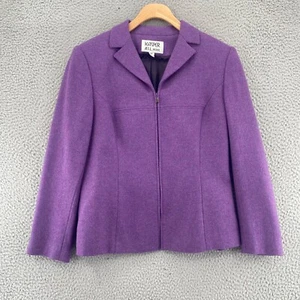 Blazer Kasper donna 8 petite viola misto lana marmorizzata zip intera ufficio carriera - Foto 1 di 11