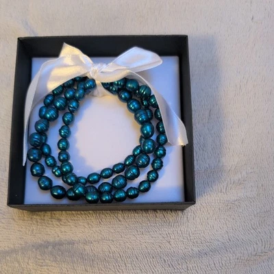 Honora Set 3 Pulseras Elásticas Perla Azul Agua Dulce Medianas Foto 1 de 4