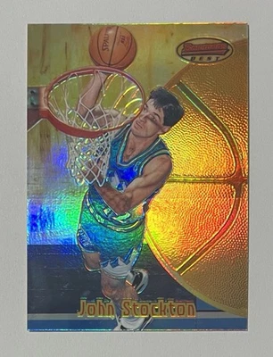 Tarjeta #12 de John Stockton 1997-98 Topps Bowman's Best REFRACTOR Foto 1 de 2