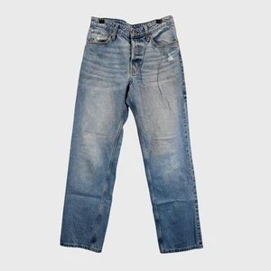 90's Boyfriend Jeans Light Wash Distressed Button fly Straight Leg Size 6 - Picture 1 of 9