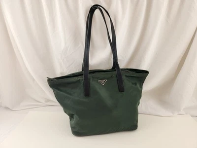 Auténtico Bolso de Mano Prada Milano Verde de Mano Novedad Lona Bolso de Mano Nylon Foto 1 de 4