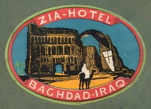 Etiqueta de equipaje de hotel rara etiqueta de maleta Zia Bagdad IRAQ etiqueta muy rara * #145 - Imagen 1 de 1