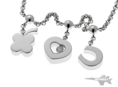 Chopard Happy Diamond Chain Bracelet 18k White Gold Clover Heart C motif - Image 1 of 4