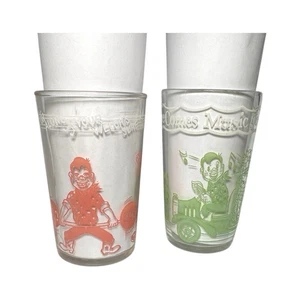 2 Vintage 50er Jahre Kagran Welch's Howdy Doody & Friends Marmeladenglas Gläser Clown - Bild 1 von 16