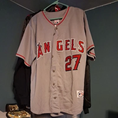Mike Trout Majestic Los Angeles Angels Grey Road Jersey w/ Patch Men's L (M-2XL) - Image 1 of 4