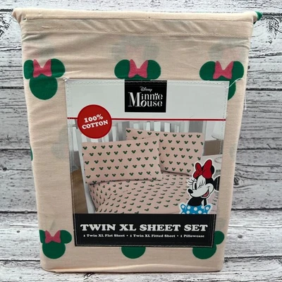 Minnie Mouse Twin XL Sheet Set Disney 3pcs Flat/Fitted/1 - Pillowcase - Image 1 of 4