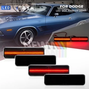 4x Smoked LED Front Rear Side Marker Lights For 72-74 Dodge Charger Challenger - Picture 1 of 13