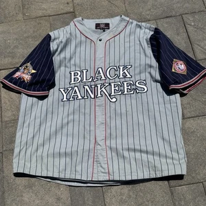 Vintage 90er NY schwarz Yankees Negro League JH Design Trikot Herren Nadelstreifen 6XL - Bild 1 von 17