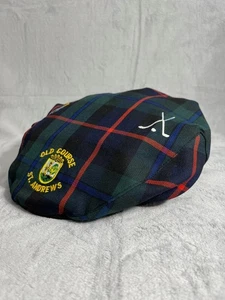 Old Course St Andrews Scotland Golf Cap Hat Tartan Plaid Flat Beret Style - Picture 1 of 9