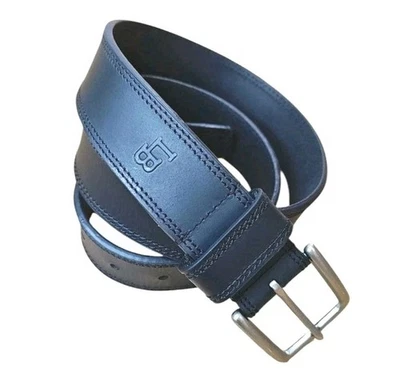 Cinturón de cuero negro clásico Lucky Brand adulto talla 34 hebilla cuadrada plateada con 1,5"   Foto 1 de 4