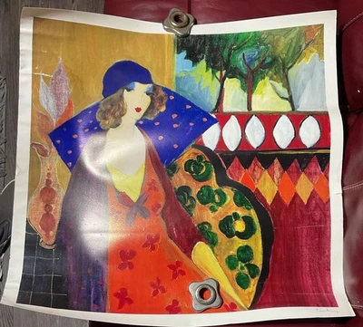 Seriolitografía Itzchak Tarkay "INDIGO CHAPEAU" 25 X 25 3/8 firmada sin marco Foto 1 de 4