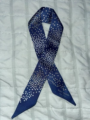 Kate Spade NY Blue & Gold dots mini Scarf 24" X 1" - Image 1 of 3