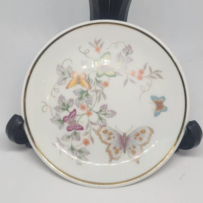 Plato de baratija mariposa porcelana vintage 1979 Avon decorado a mano borde de oro 22k Foto 1 de 4