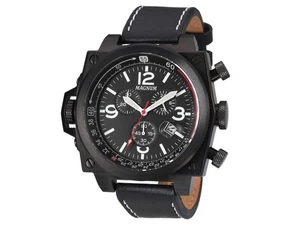 Magnum MILITARY CHRONOGRAPH MA33719P Mens Sports All Black Steel Leather Watch - Picture 1 of 2
