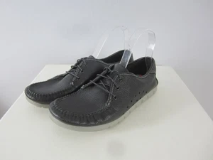 SAS Womens 9.5 WW  Black Shoes Lace Up Perforated Soft  Leather Boat Comfort Moc - Picture 1 of 15