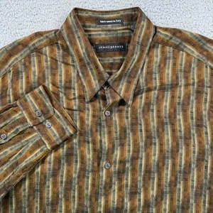 Jhane Barnes Hemd Herren XL Braun Langarm Knopfleiste Acetat Viskose Freizeit - Bild 1 von 8