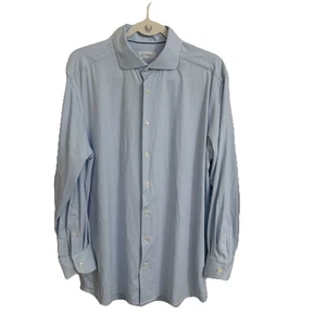 Eton Vestito Camicia Uomo 17,5 44 Blu Micro Quadri Contemporanea Bottoni Collo - Foto 1 di 11