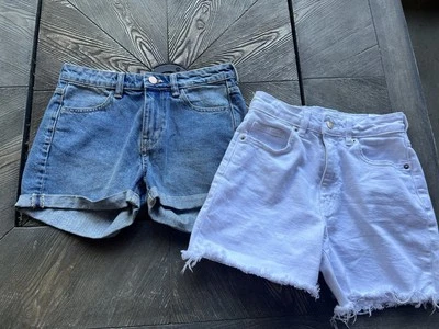 H&M Lot Of 2 Women's Denim Shorts White & Blue Size 4, I’ve New With Tags - Image 1 of 4