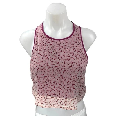 Camiseta corta sin mangas Elizabeth and James 100 % seda rosa floral para mujer talla M Foto 1 de 4