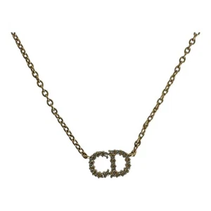 Dior Claire Dee Lune Necklace CD logo gold metal/Rhinestone - Picture 1 of 4