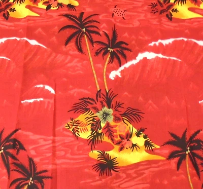 Tela roja hawaiana Aloha Island palma mezcla de polietileno 44x132" Foto 1 de 2