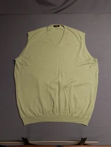Loro Piana Baby Cashmere Sweater Vest Mens Chest 64 Length 36 Lemon Green FLAW - Picture 1 of 10