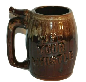 VTG 60's 70's Wet Your Whistle Went to P Barrel Mug Stein Japan Spin Original - Picture 1 of 7