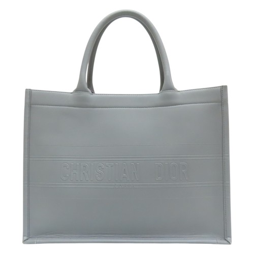 Sac à main fourre tout Dior Book gris cuir de veau gaufré